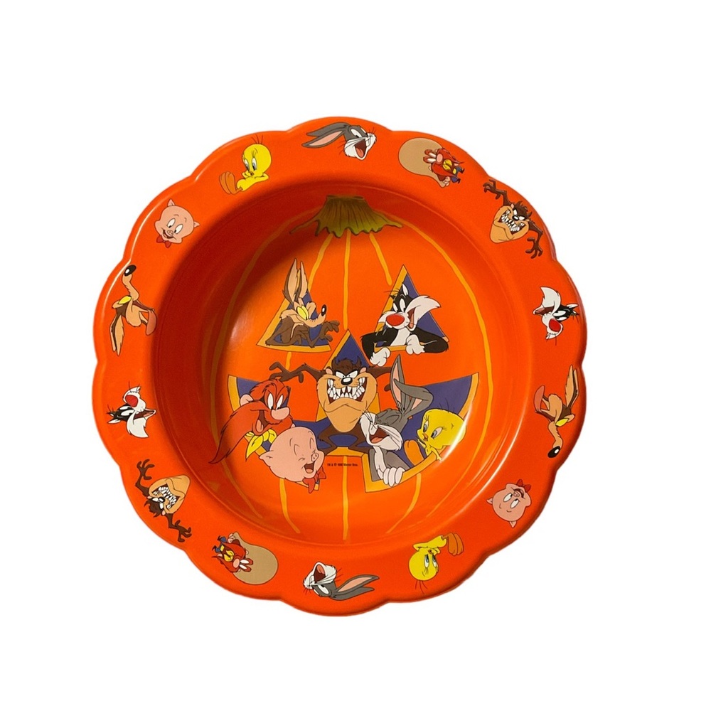Vintage Looney Tunes Halloween Trick Or Treat Pumpkin Bowl Candy 1996 Holiday